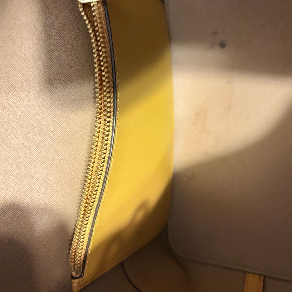 Michael Kors Yellow Saffiano Leather Tote with MK Charm - Picture 6 of 7